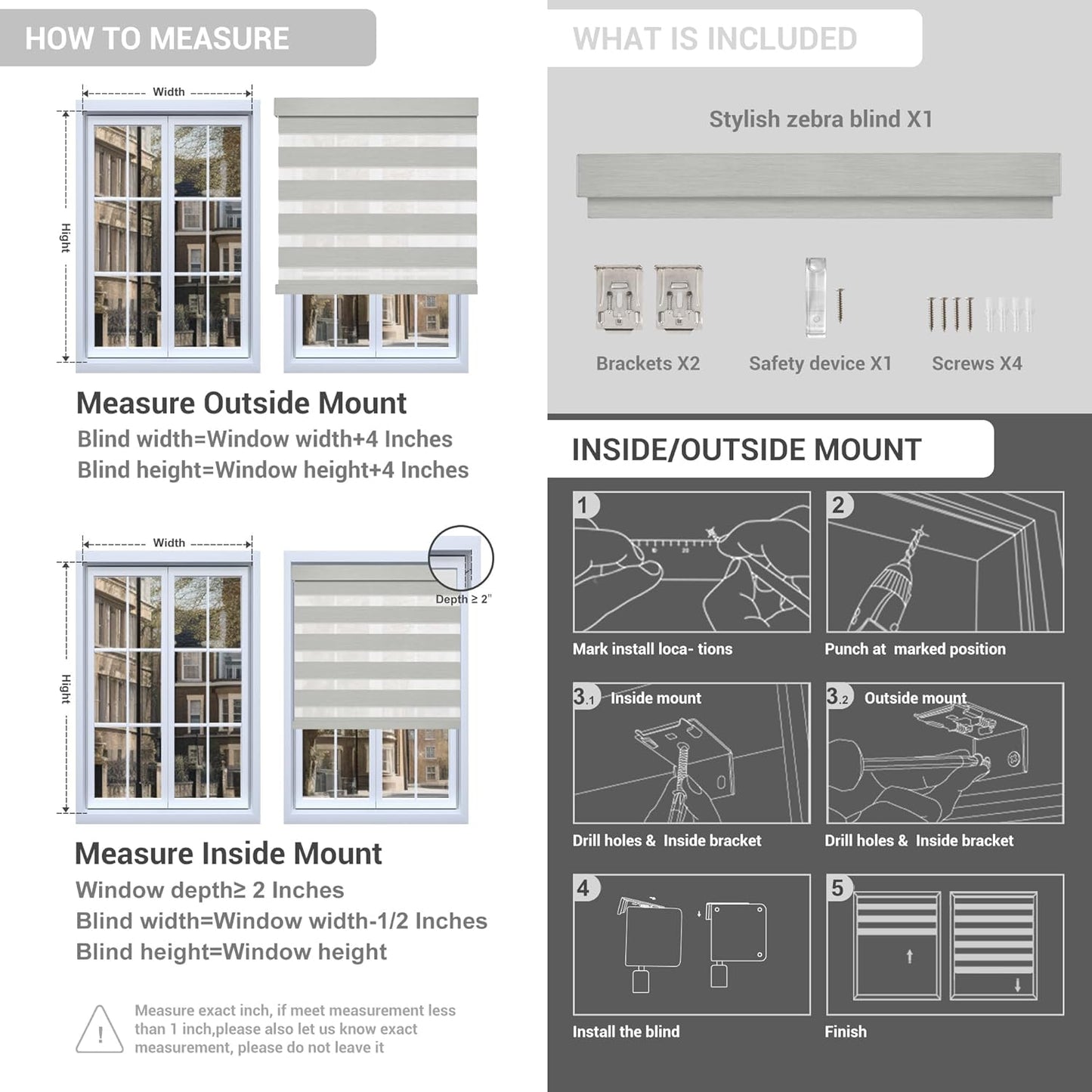 Cordless Zebra Blinds for Windows, Blackout Interior Blinds,Easy to Install,UV Protection,for Offices and Home,Custom Roller Shades, Mousse Dark Bown,14" W x 56" H