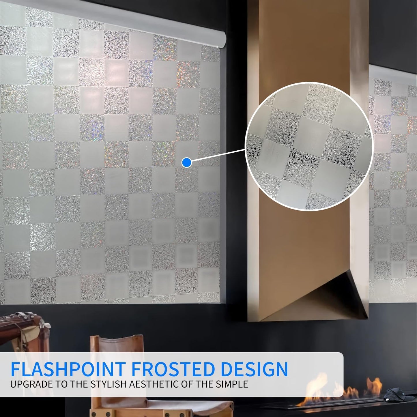 Window Film Privacy Day and Night with Installation Tools, Static Cling Glass Film Ideal for Home Shower Office Glass Door (White, 35.4 x 196.9 Inch)