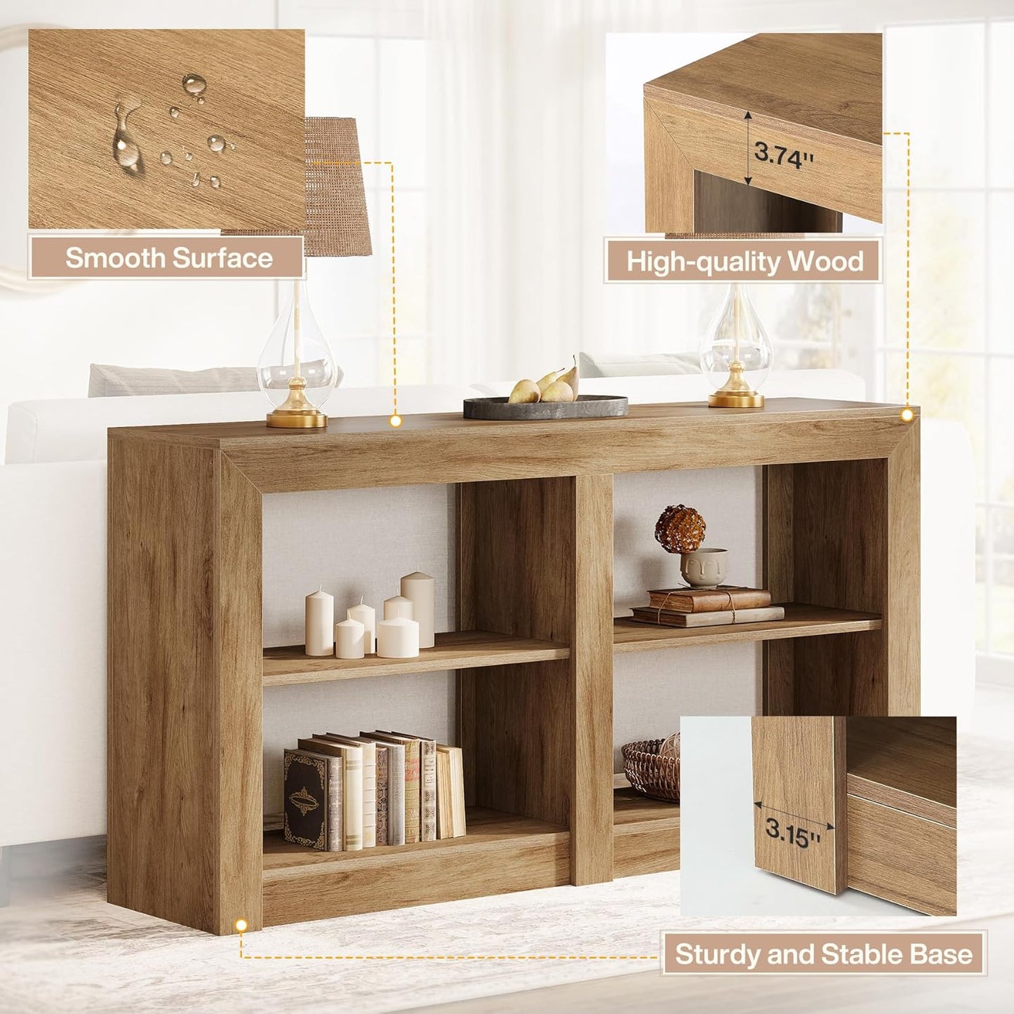 Tribesigns Farmhouse Console Table, Hallway Table for Entryway, Wood Console Behind Couch for Living Room, Hallway, Foyer, Oak