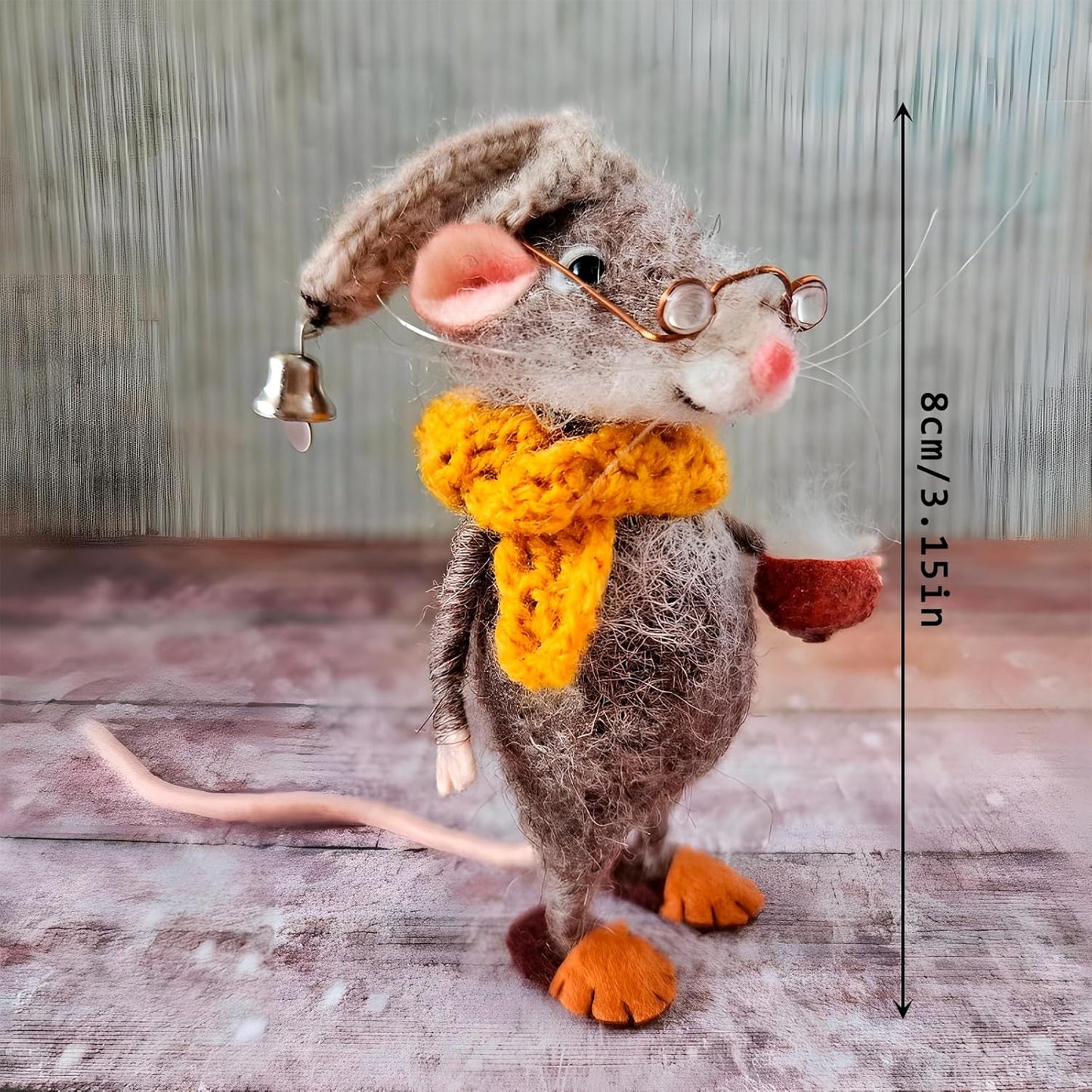Felted Mouse, Cute Miniature Dollhouse Felt Mouse Ornament, Felt Wool Mice Figurine for Holiday Decor, Needle Felted Mouse Doll Decorations Festival Statue (Mrs. Claus)