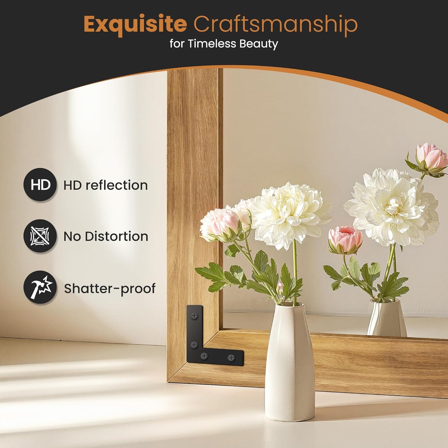 Full Length Mirror with Wooden Frame, 56"X22" Solid Wood Standing Floor Mirror for Farmhouse, Bathroom, Bedroom Decor, Hanging or Leaning Wall-Mounted