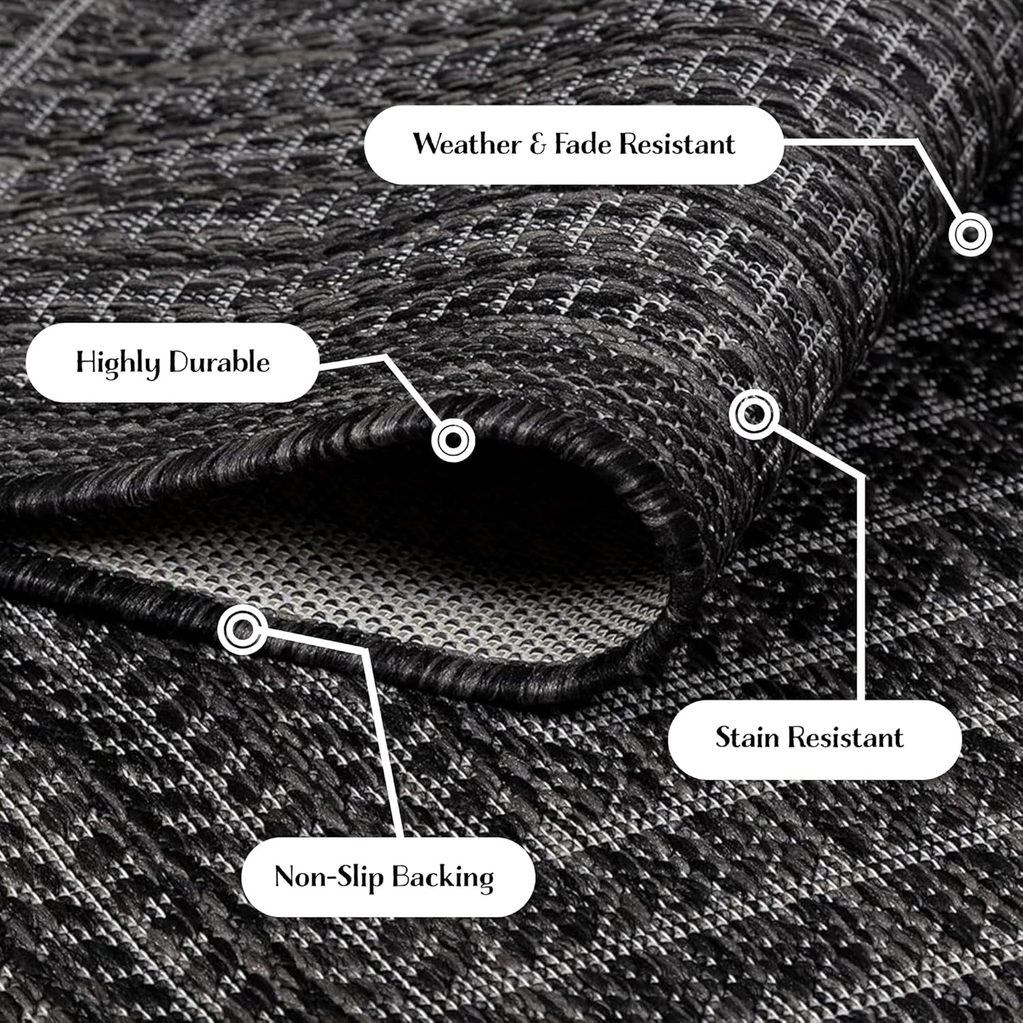 Adiva Rugs Outdoor Indoor Area Rug, Weather Resistant, Easy to Clean, Stain Resistant Floor Mat for Dining Room, Backyard, Deck, Patio (Pebble Weiss, 2' x 3')