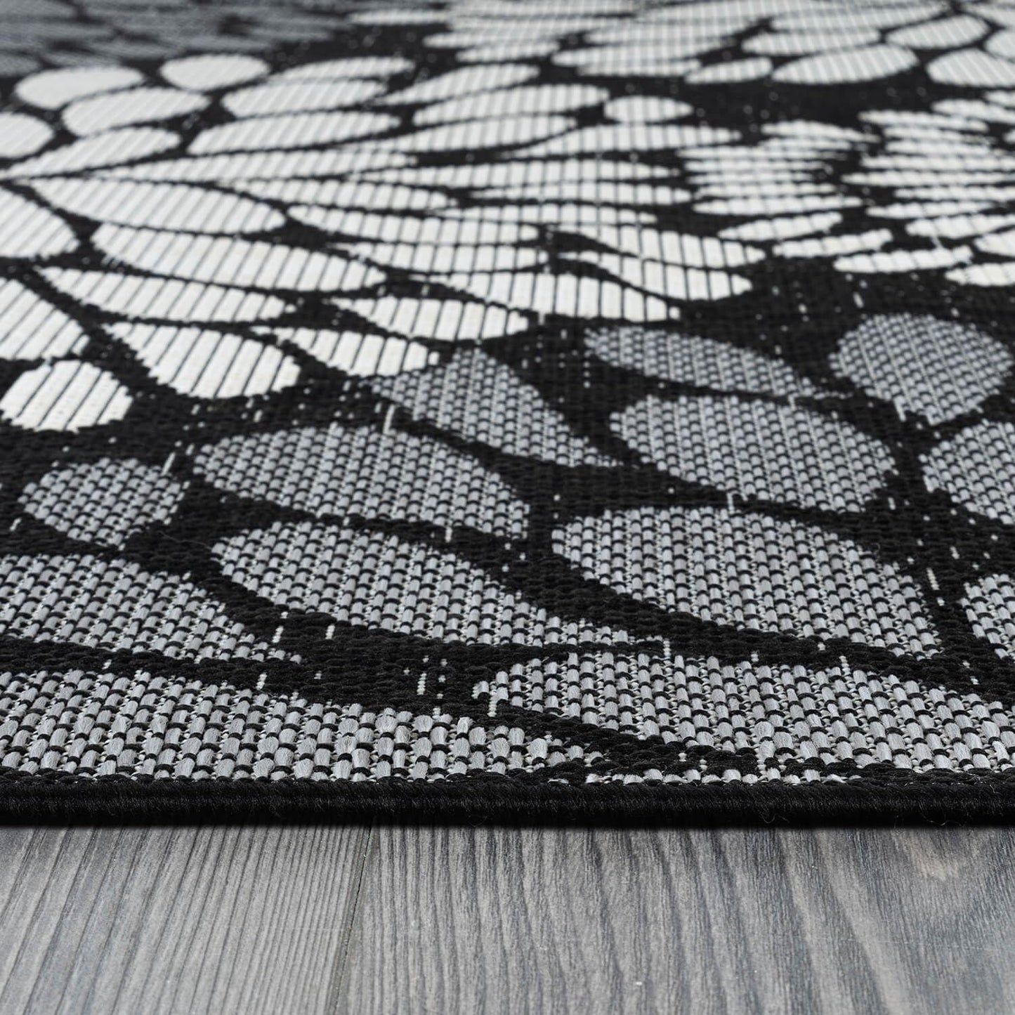 Beverly Rug Outdoor Rug 8x10 Modern Exotic Tropical Leaf Area Rugs for Indoor and Outdoor Patio Deck Porch Garden Water Resistant Washable Outside Carpet (8 x 10 Dark Gray)