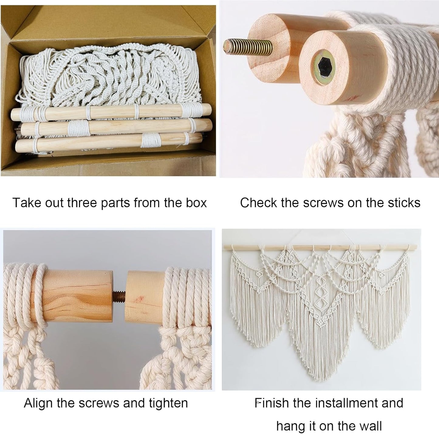 Achart Macrame Wall Hanging Large- Boho Wall Decor- large wall art- Wall Decor Living Room- Macrame Tapestry Boho Decor for Bedroom (Beige-Fringe)