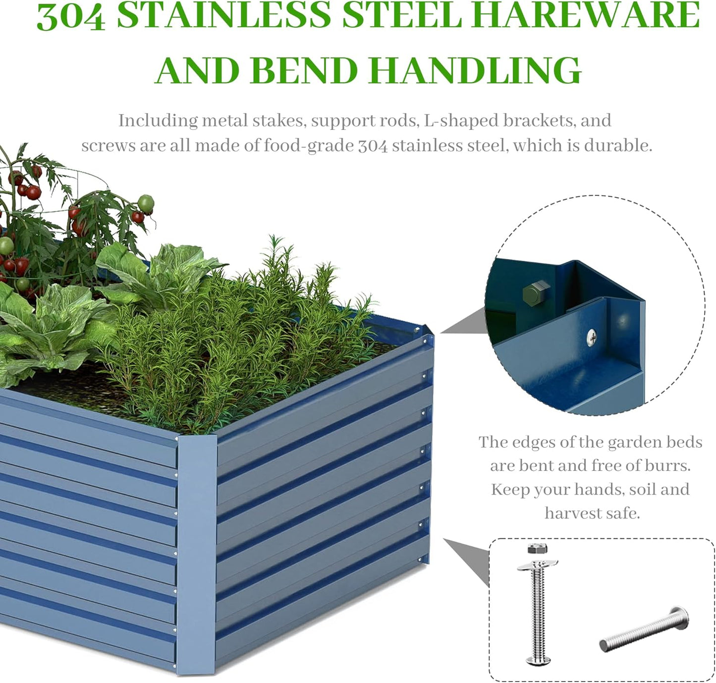 6x3x2 ft Raised Garden Bed, Large Metal Planter Raised Beds, Planters for Outdoor Plants for Vegetables, Flowers, Herbs, Fruits, and Succulents.(2 Pcs, Blue)