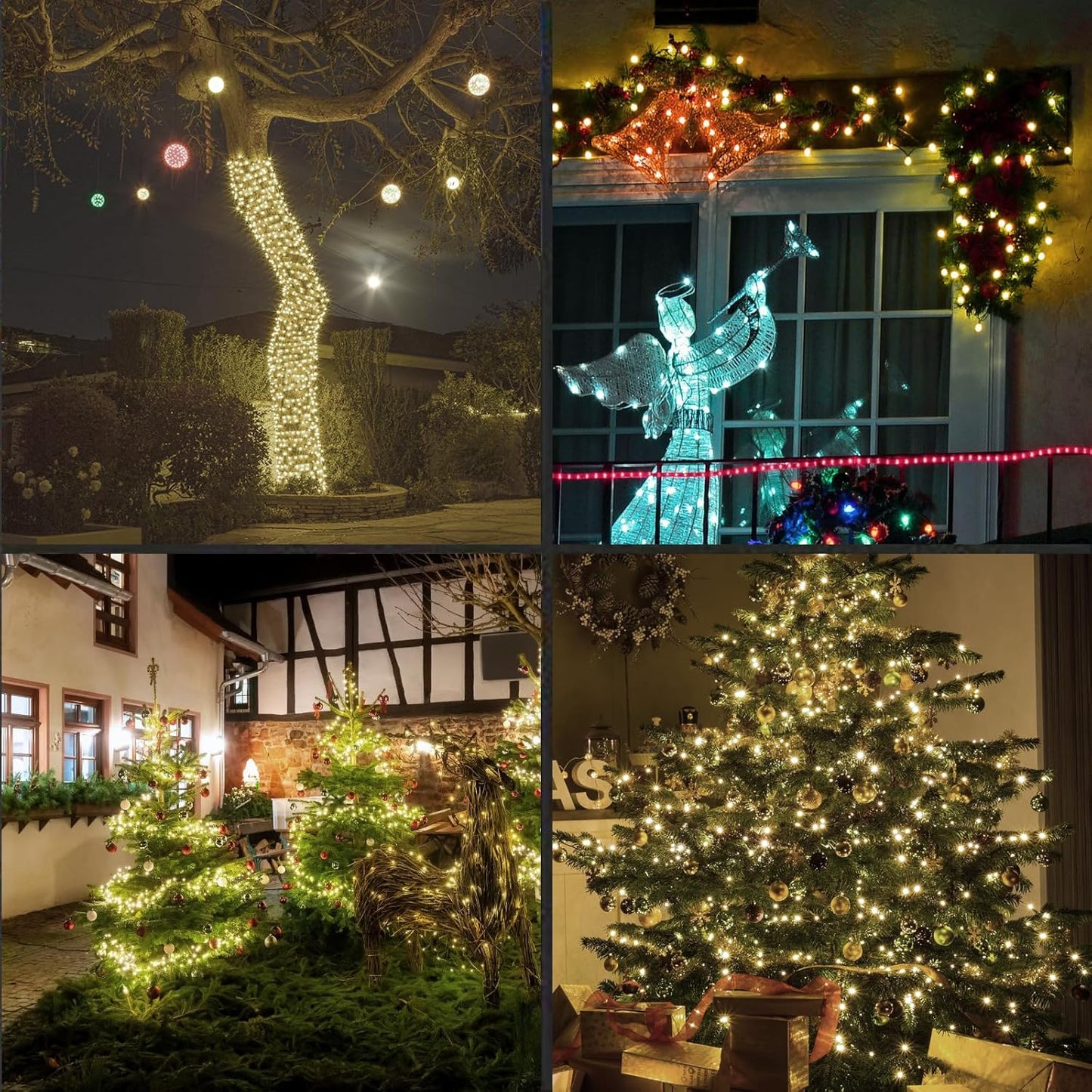 200LED (4pk of 50L) String Lights, LED Christmas Lights, 6" SPACING,Green Wire,Warm White