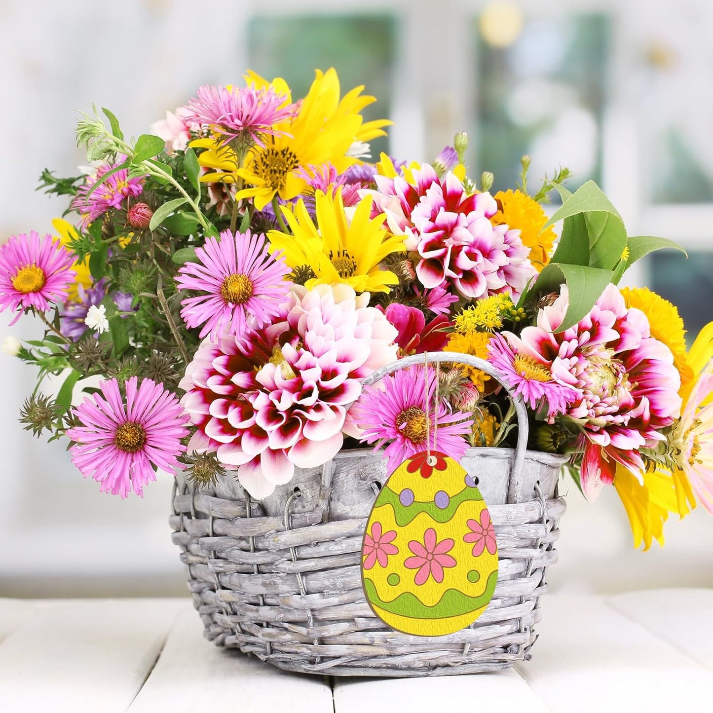 80PCS Wooden Easter Ornaments to Paint, 10 Styles DIY Blank Unfinished Wood Cutouts Ornament for Crafts Hanging Decorations, Egg Rabbit Bunny Butterfly Flower Happy Easter