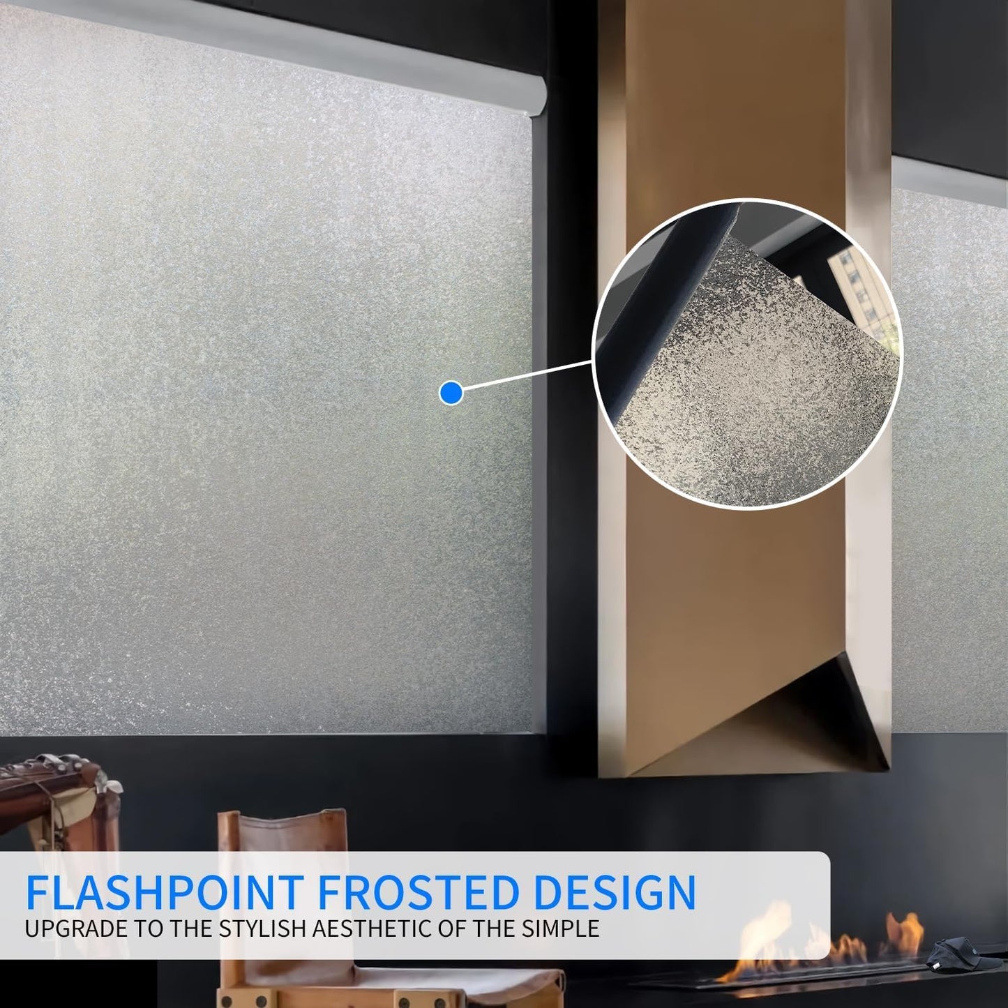 Window Film Privacy Day and Night with Installation Tools, Static Cling Glass Film Ideal for Home Shower Office Glass Door (Flash Diamond, 17.5X196.9 Inch)