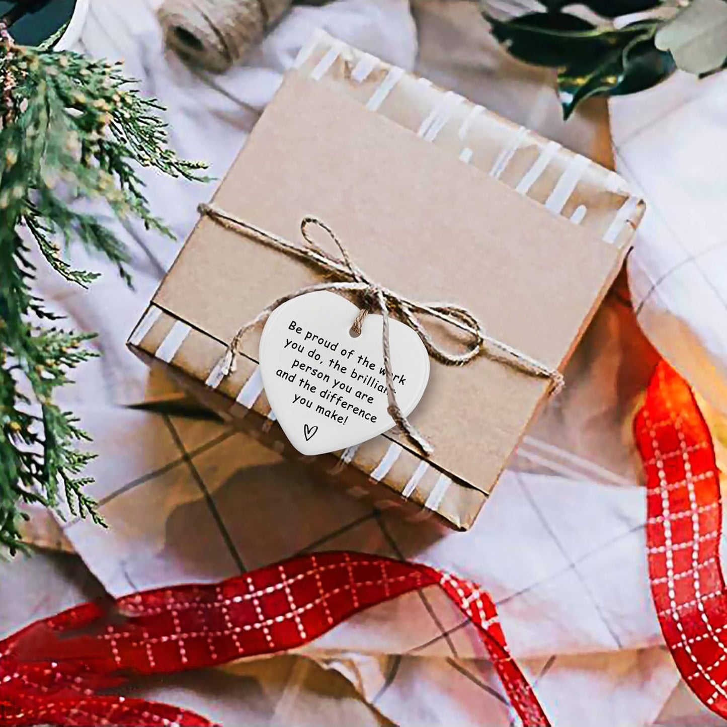 10 Pcs Thank You Gifts - Ceramic Heart Ornament, Leaving & Retirement Goodbye Gifts for Coworkers, Teachers & Nurses