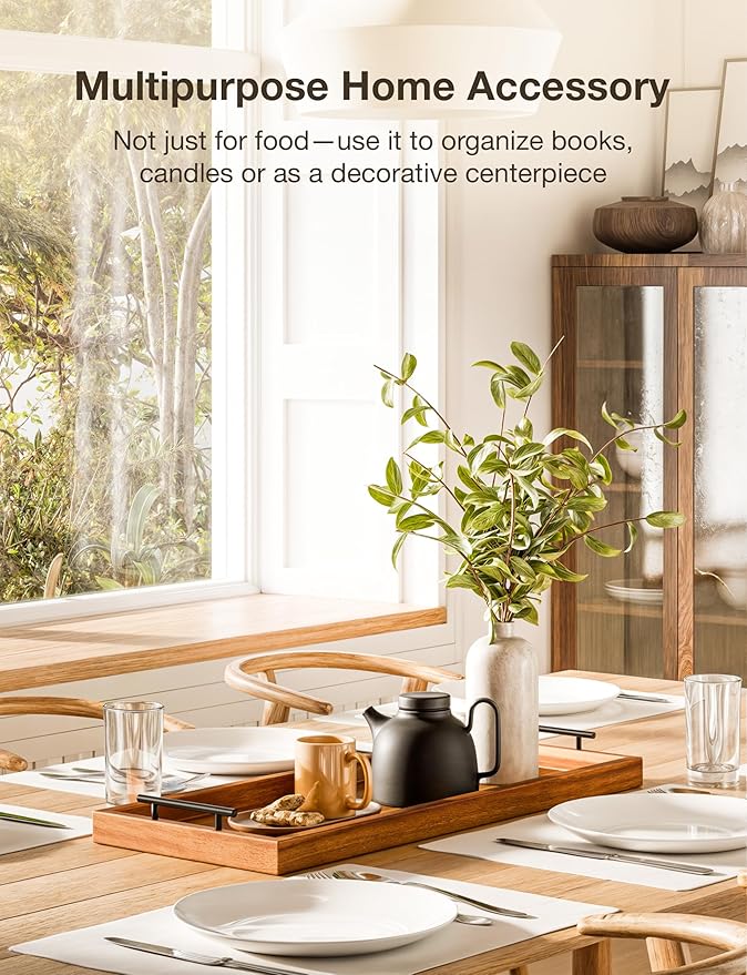 Acacia 30 Inch Large Charcuterie Board with Cheese Knife Set of 4 – Acacia Wood Serving Tray With Handles, Long Charcuterie Board, Large Charcuterie Boards for Party, Wooden Cheese Board