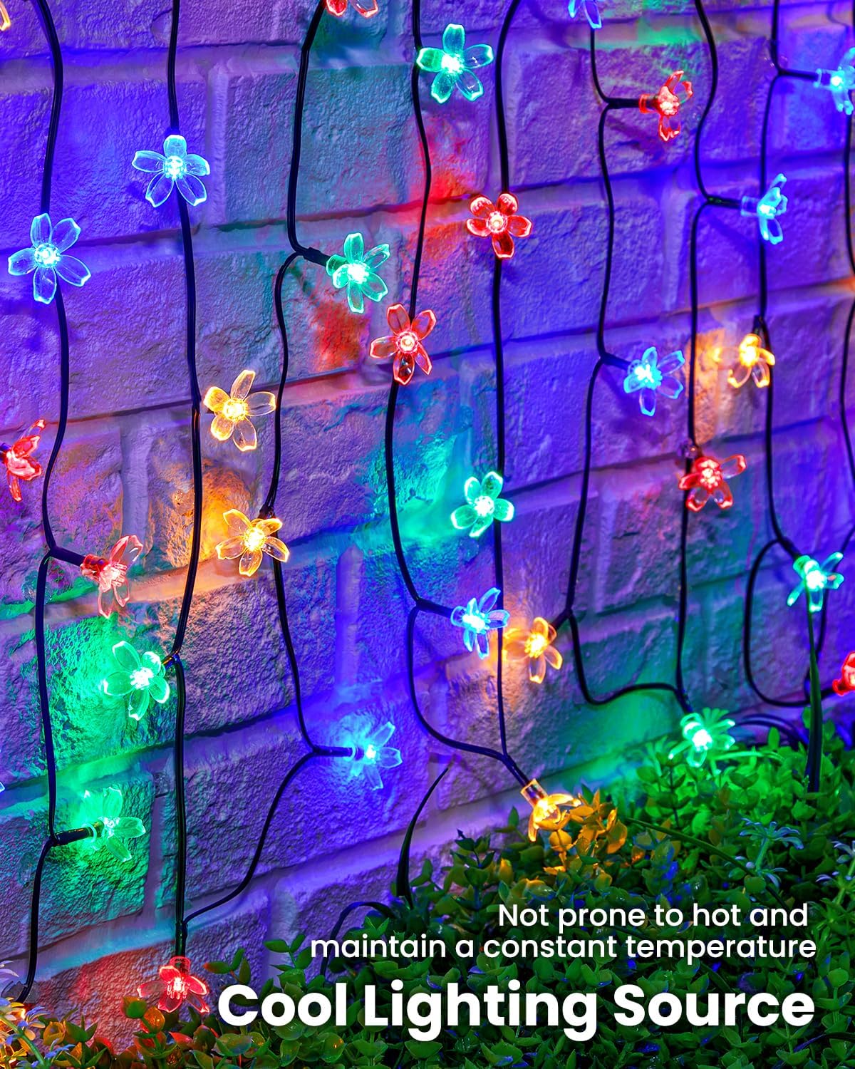 Brightown 60 LED Flower Solar String Lights Outdoor Waterproof Fairy Lights for Garden Yard Fence Patio Christmas Tree Wedding Party Decor, Multicolor