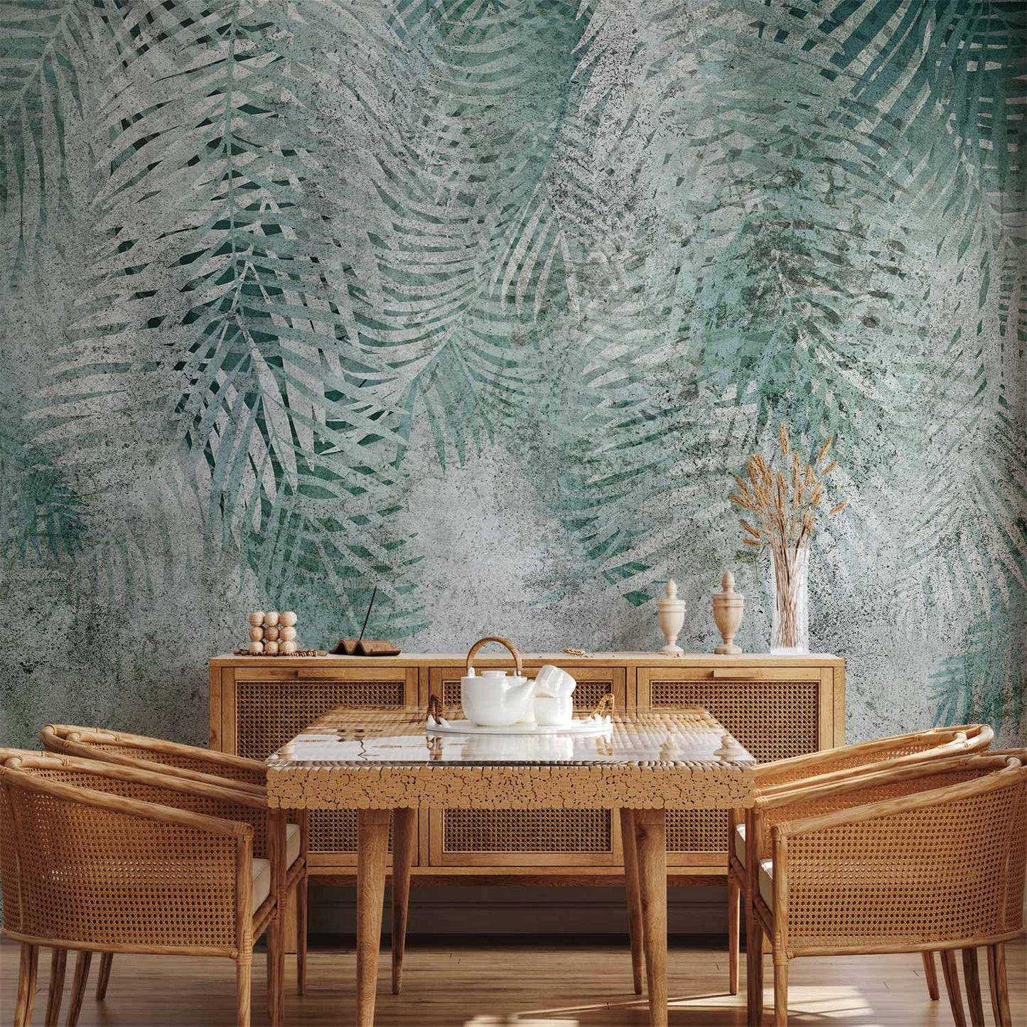 artgeist Premium Wall Mural Leaves 138x101 in - Non-Woven Wallpaper Fleece Wall Decor Photo Print Picture Image Design Nature Botanical Plants Palm Abstract b-C-0861-a-a