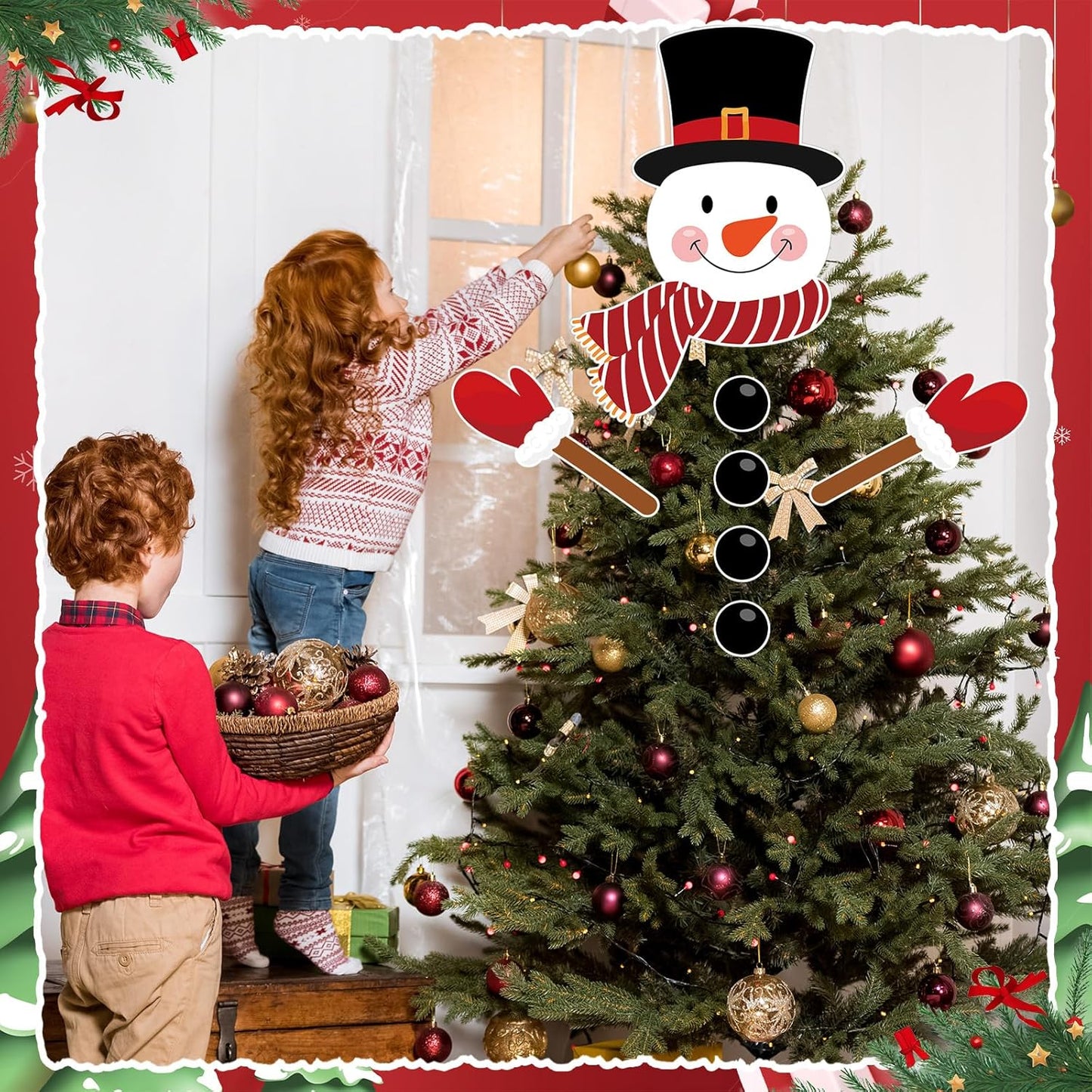 Snowman Christmas Decorations for Tree Snowman Christmas Tree Topper Head Arms Funny Xmas Ornament Decor for DIY Xmas Party Decorations Holidays Winter Indoor Home Gift