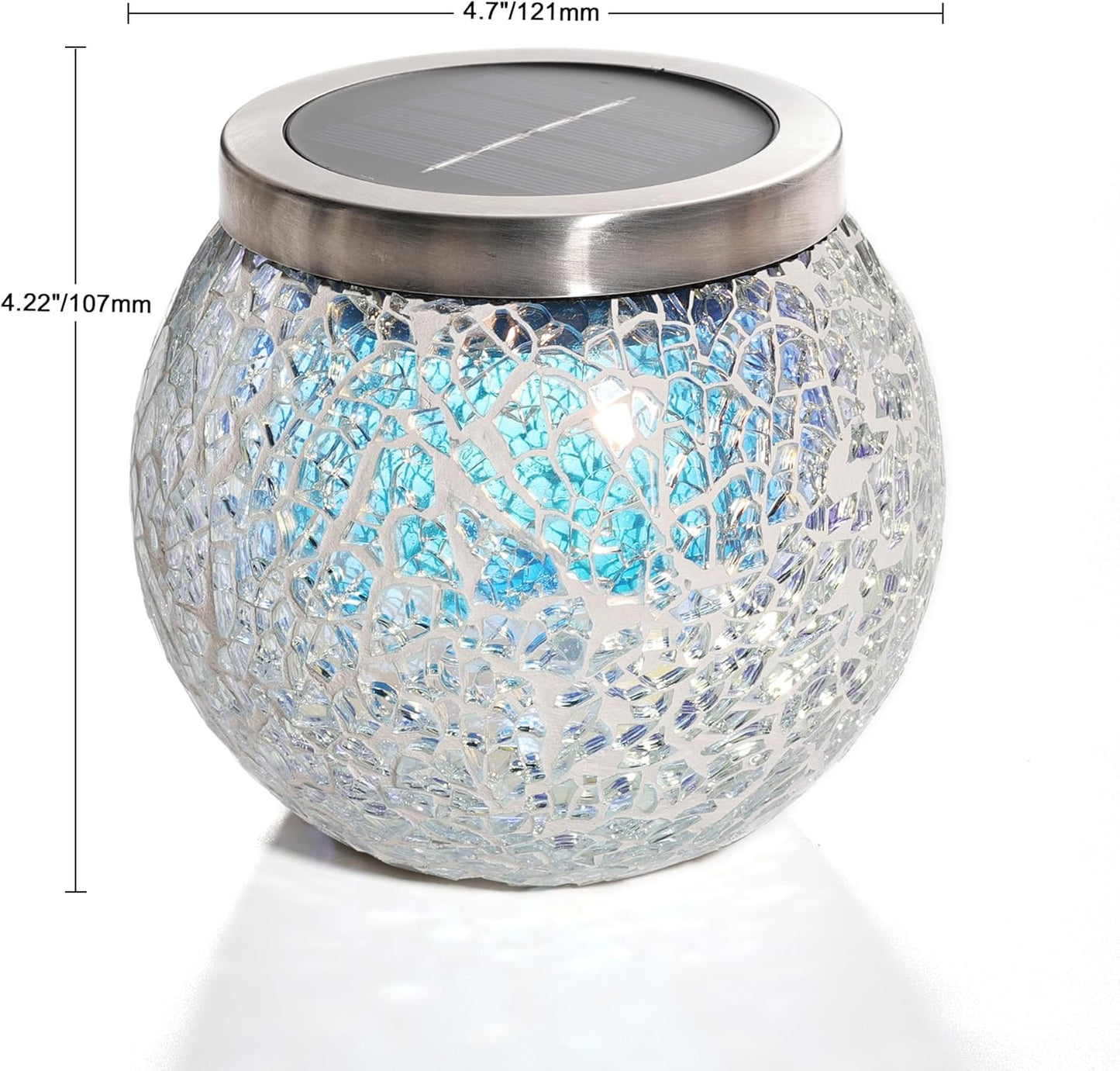 Cooo 2 Pack Heavy Solar Mosaic Crackle Glass Lights with Dual Solar Panels, Color-Changing RGB Lantern, Exclusive Dazzling Glass, Waterproof Outdoor Table Lamps Garden Lamp Landscape Path Light