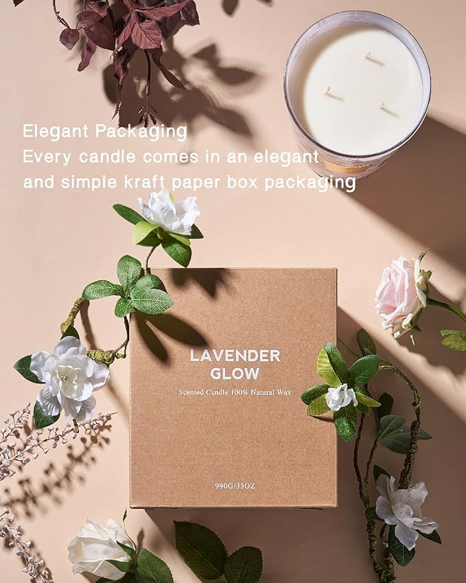 M&SENSE 3 Wick Soy Candles for Home Scented, Pear & Fressia Scented Aromatherapy Candle for Stress Relief, 35oz 150 Hour Burn Time, Long Lasting Highly Scented Candle Gift