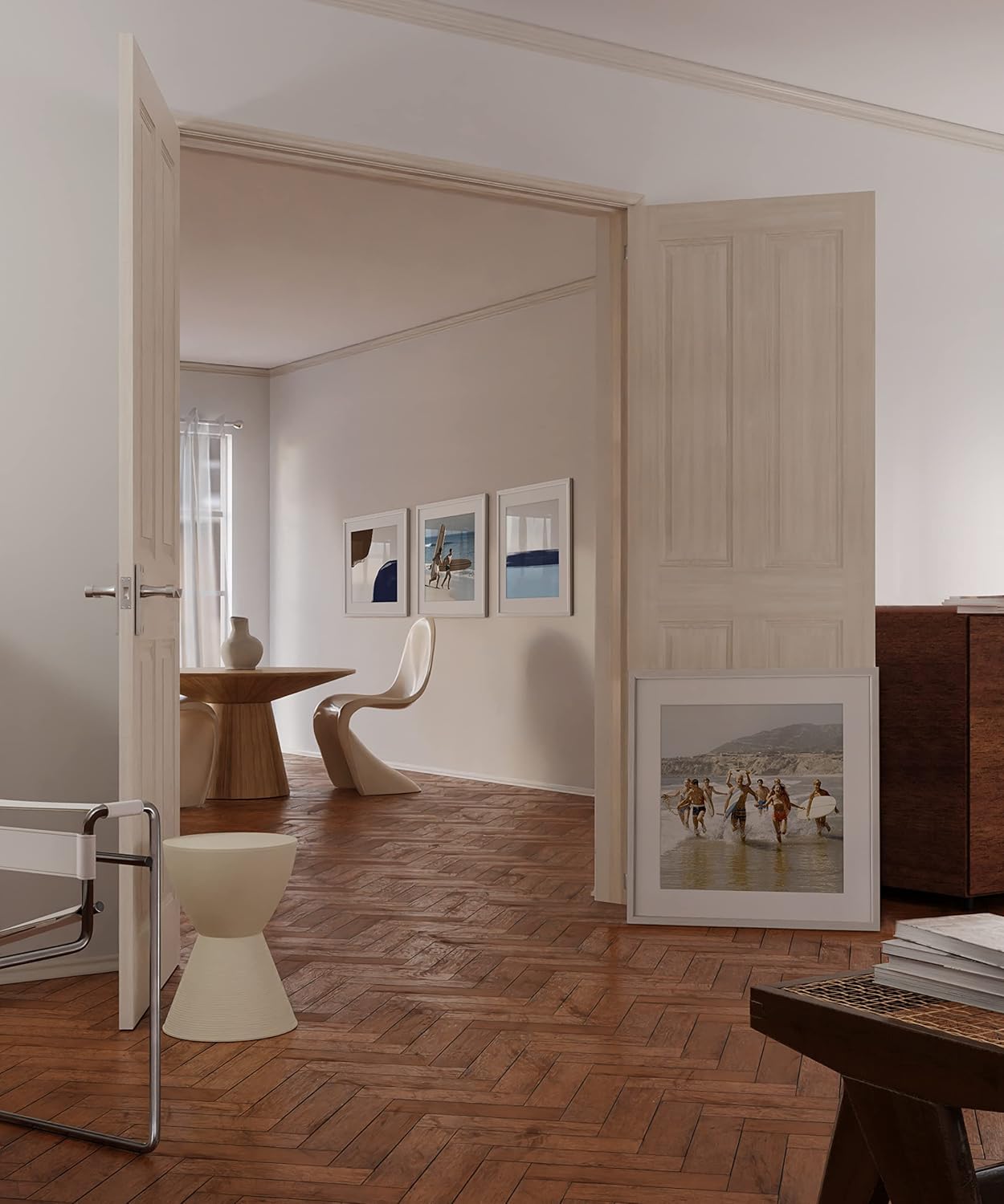 HAUS AND HUES Solid Oak Wood 20”x20” Picture Frames Matted to 16”x16” Set of 4 - White Picture Frames 20x20, 20x20 Square Frames, White Wood Picture Frames with Mat, Square Frames 20 x 20