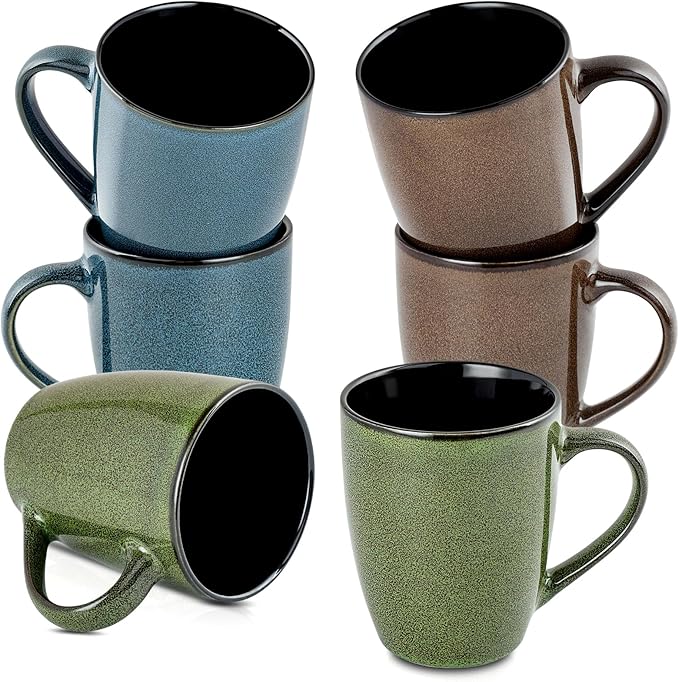 Ceramic Mugs 12oz,Large Ceramic Coffee Cups for Men, Women, Dad, Mom, Modern Coffee Mugs With Handle For Tea,Latte,Cappuccino,Cocoa. (blue 4pack)