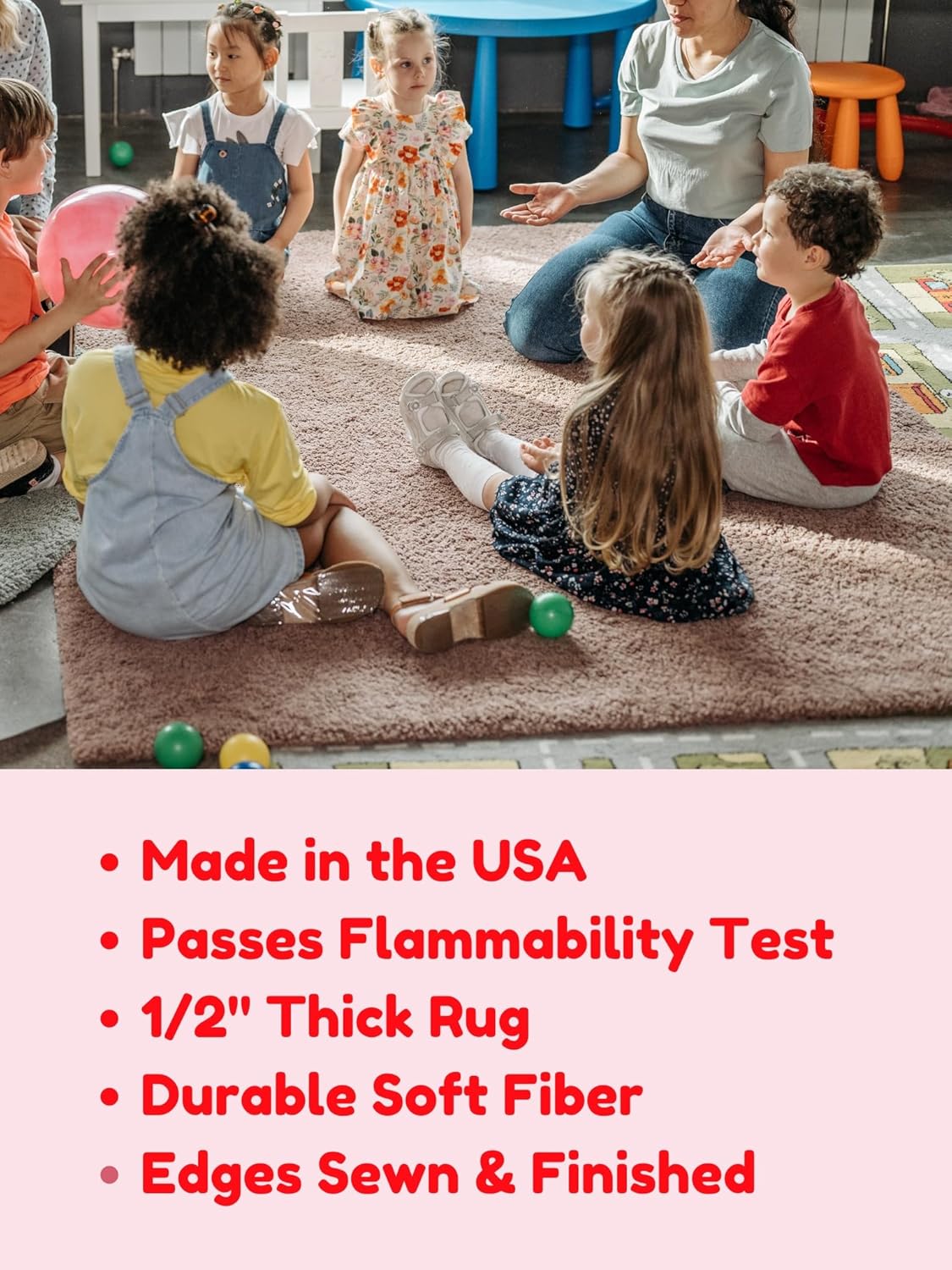 KOECKRITZ Soft and Colorful Kids Classroom Area Rugs (Passes Flammability Pill Test) Many Sizes and Bright Colors to Select from (9' Round, Tangerine)