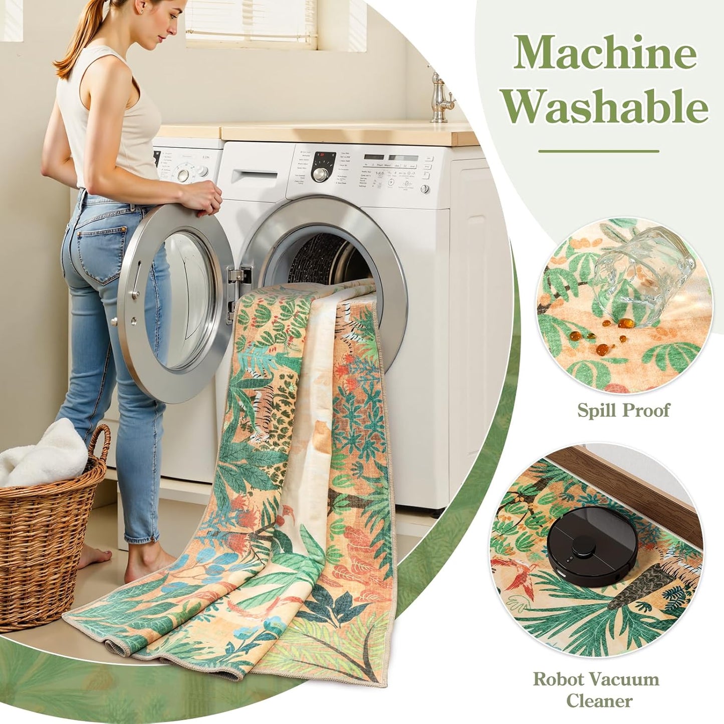 LIVEBOX Washable Jungle Animal Print 6 x 9 Area Rug for Dining Room, Non-Skid Yellow Kids Carpet Playmat Rug for Play Room, Soft Nursery Rugs for Girl Dorm, Kids Rugs for Bedroom Boys