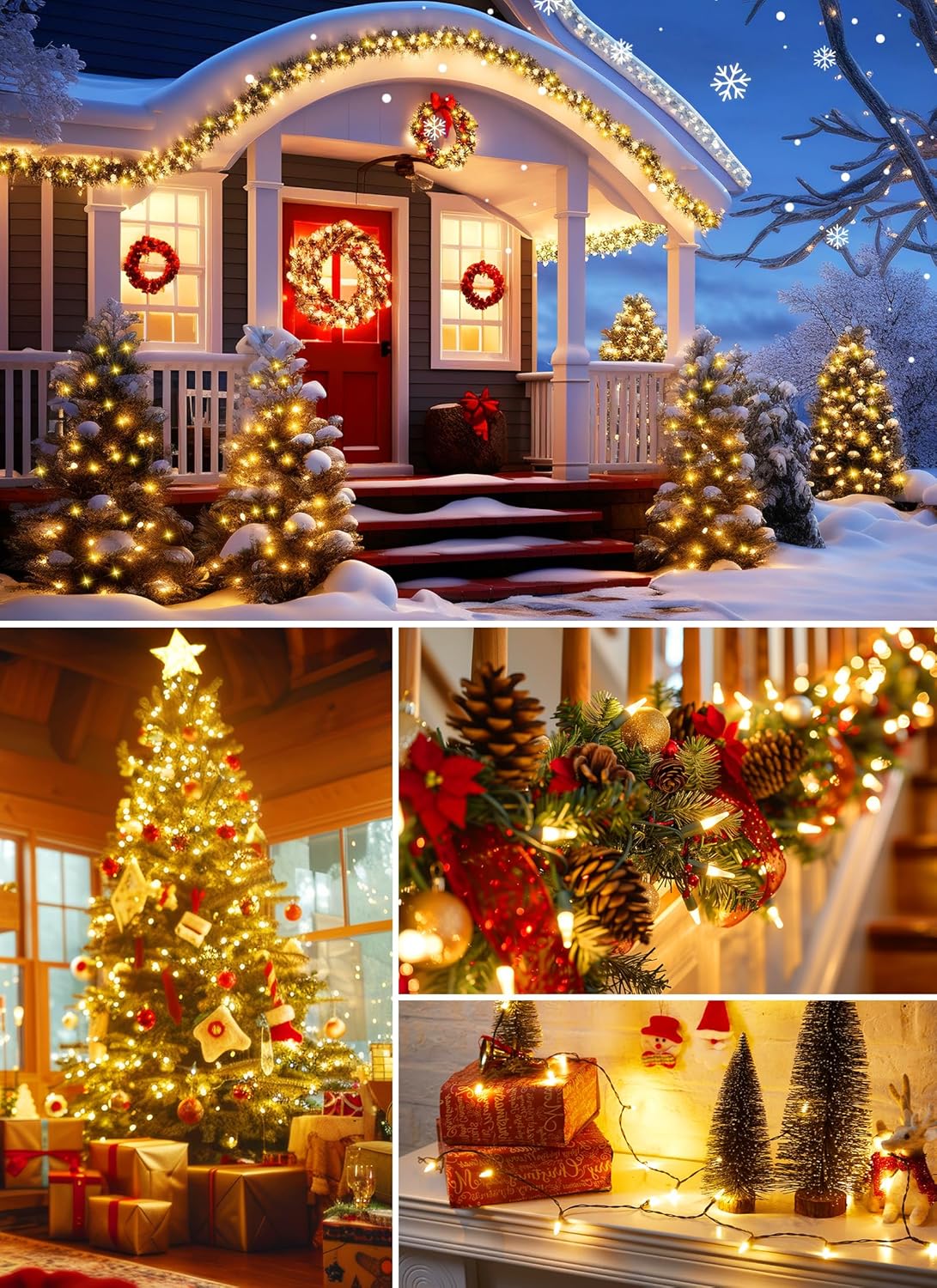 2 Pack Each 50 Count 12 Feet Clear Christmas Mini Lights - Green Wire Incandescent Bulb Mini String Lights for Indoor Holiday Xmas Tree Garland Birthday Wedding Party Festival Decoration