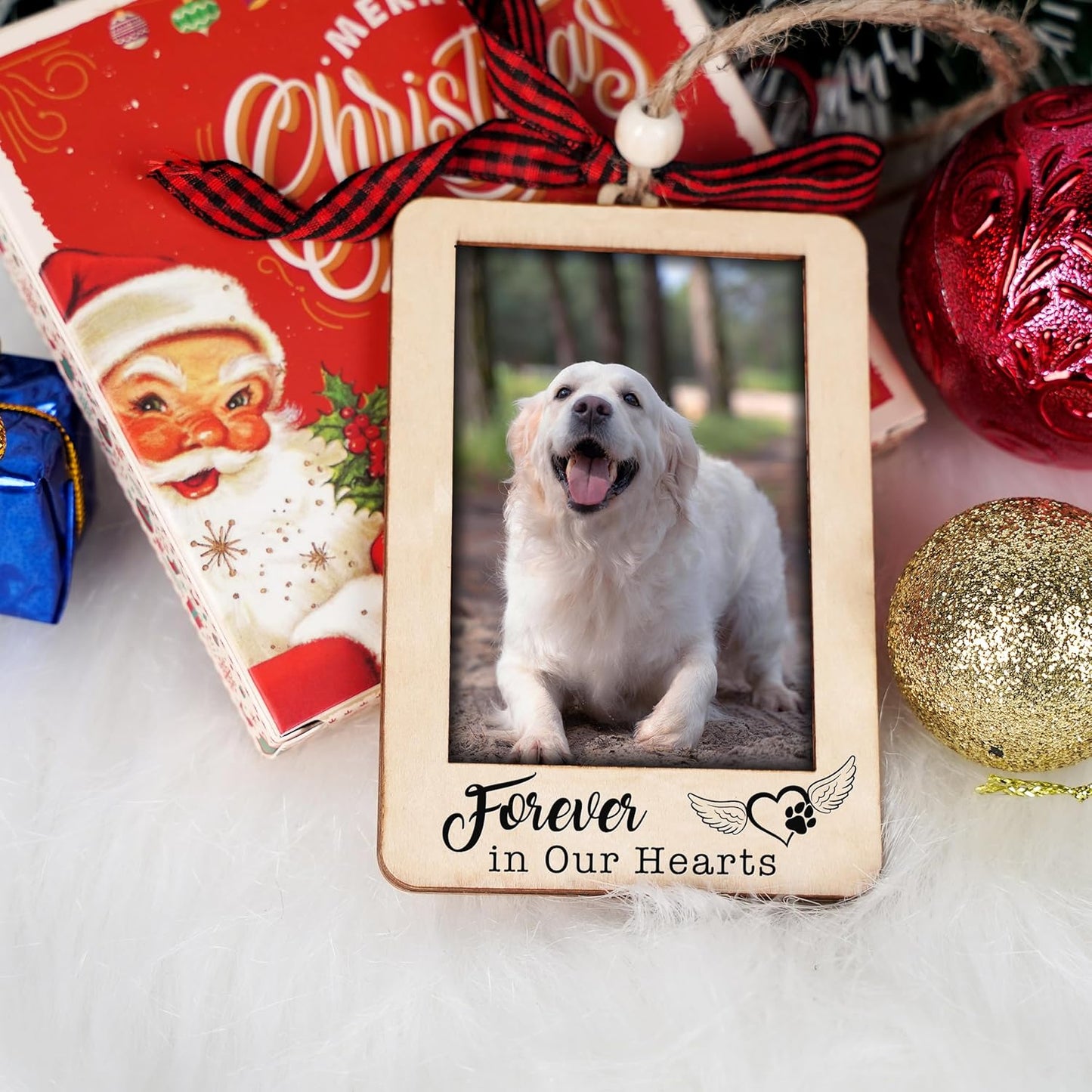 Christmas Photo Frame Ornament, 2025 Ornament, Wooden Picture Frame Ornaments With Hanging String (Pet)