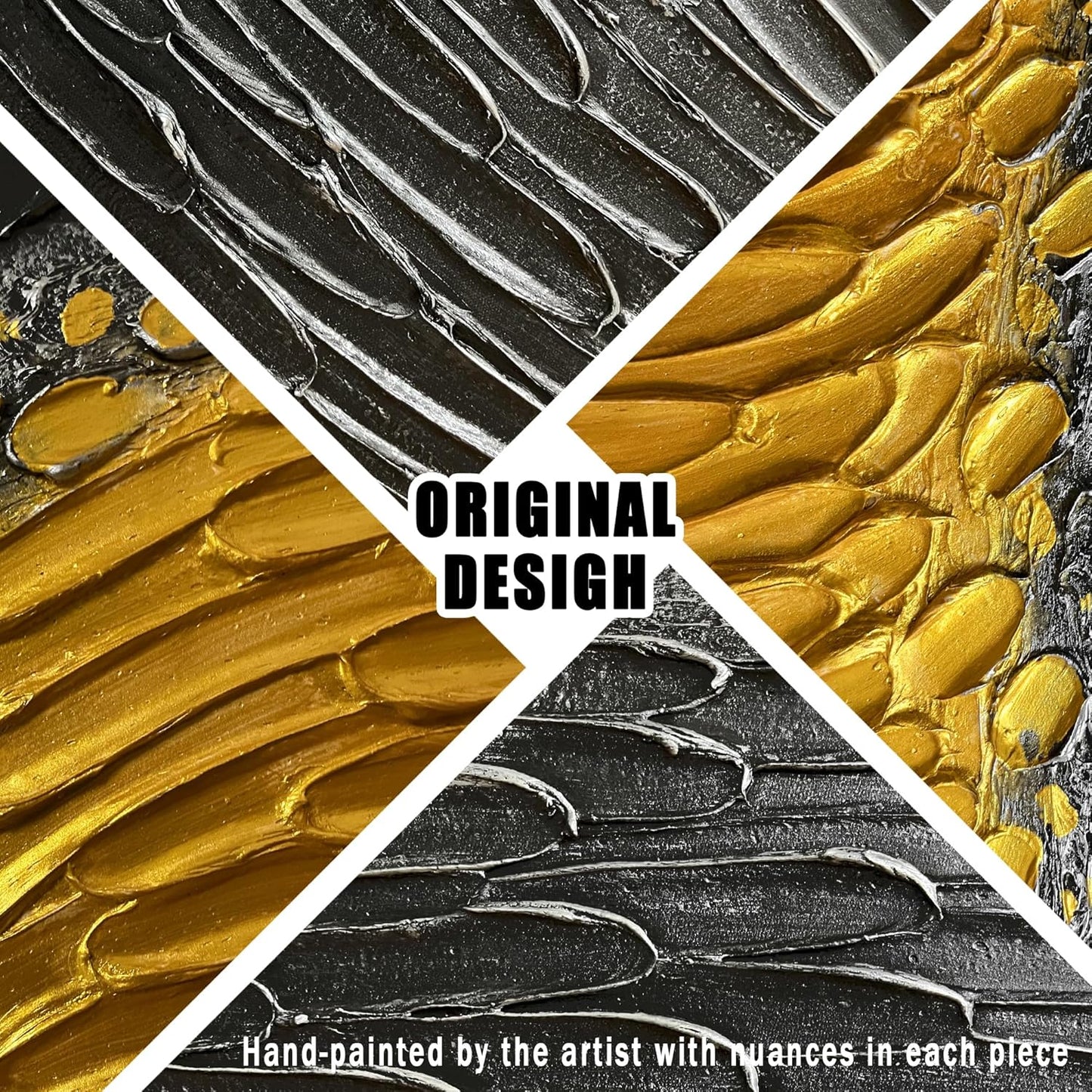 Black and Gold Hand Painted Oil Painting for Bedroom Abstract Pictures for Living Room Large Canvas Wall Art for Office Size 29 x 58 Inch