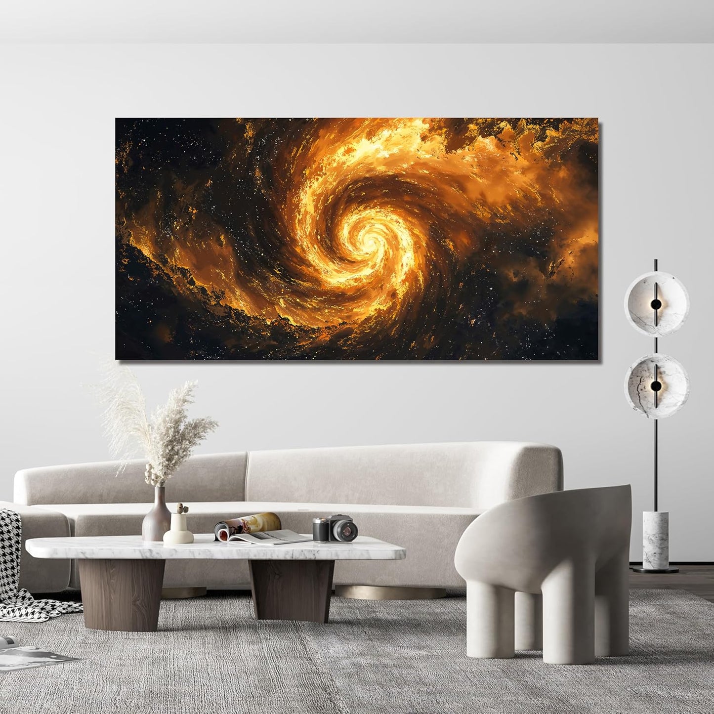 Canvas Wall Art Decor Black And Gold Modern Abstract Oversized Wall Art Decor For Living Room Galaxy Vortex Modern Abstract Aesthetic Wall Art Canvas Prints For Bedroom Office Wall Decor 29" X 58"