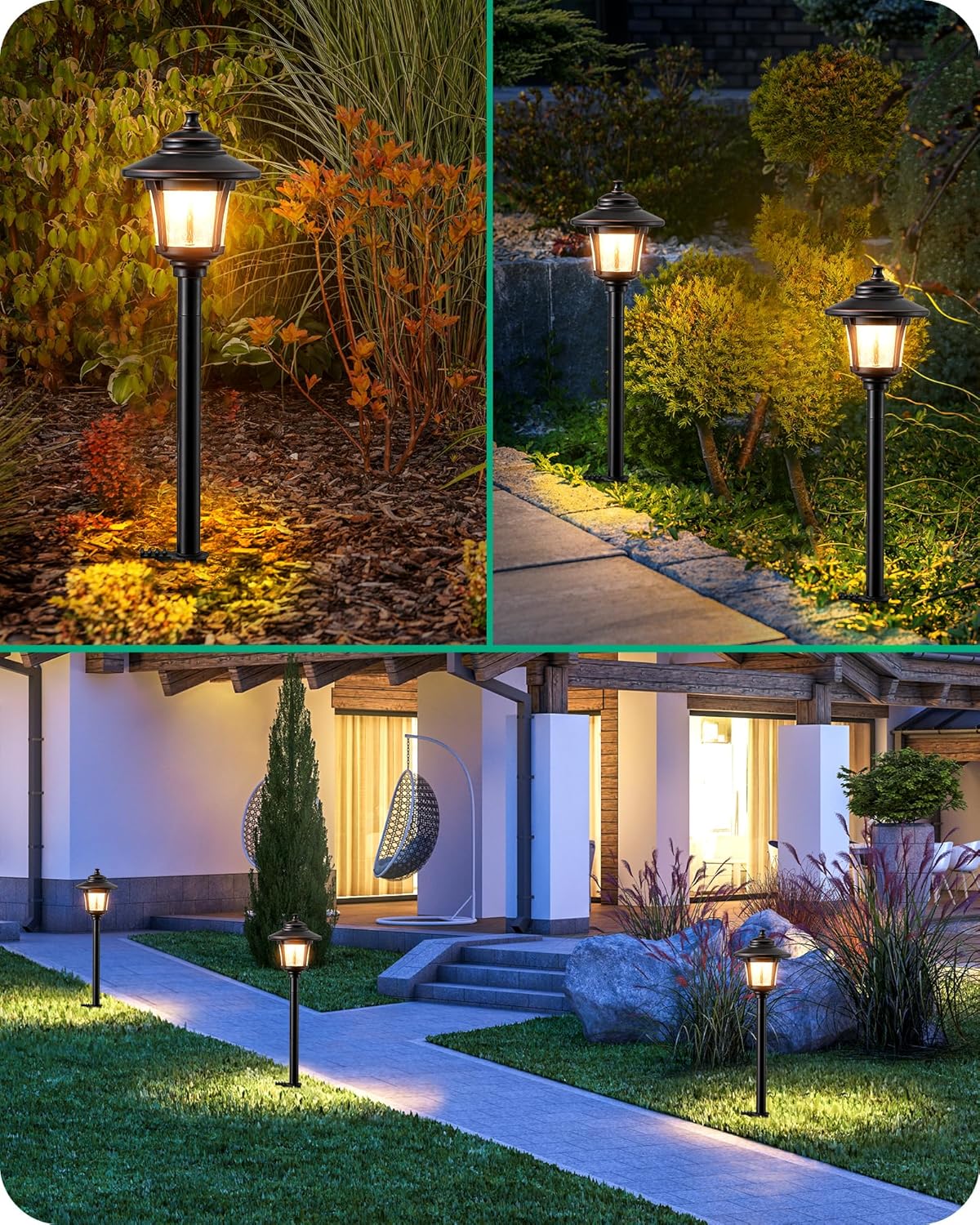 EDISHINE Low Voltage Landscape Lighting, 12V 3W 120LM 3000K Seed Glass Outdoor Landscape Path Lights with Connectors, ORB Waterproof Electric LED Pathway Light Wired for Walkway Garden Yard, 6 Pack