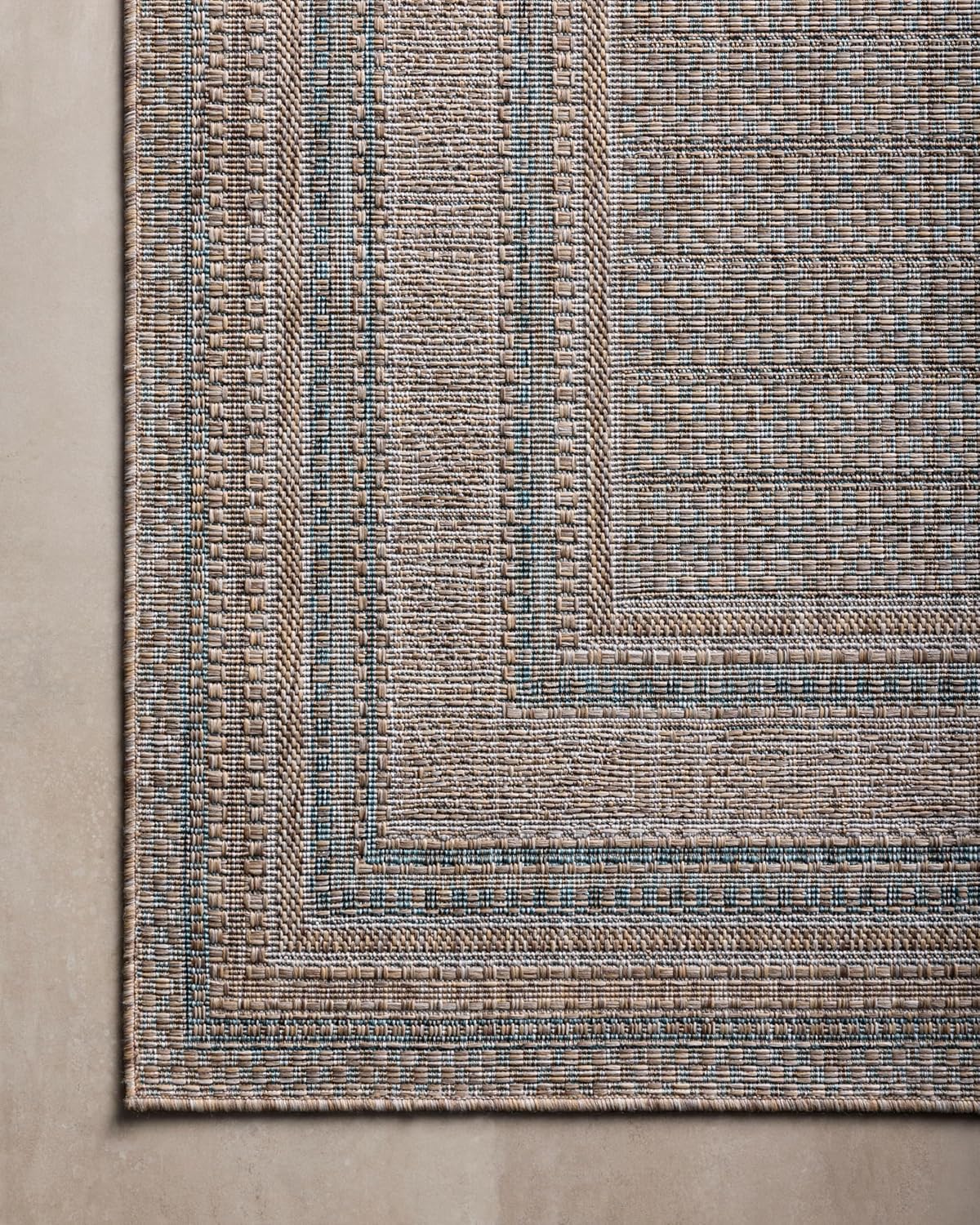 Loloi Amber Lewis Topanga Collection TOP-05 Natural/Teal 9'-2" x 12'-0" Indoor/Outdoor Area Rug