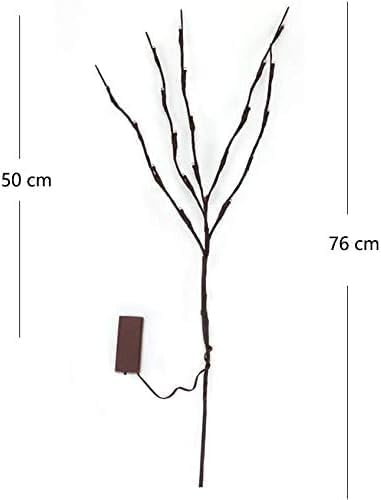 DK177 4 Pack Led Branch Light Battery Operated Lighted Branch Vase Filler Willow Tree Artificial Little Twig Power Brown 30 Inch 20 LED for Home Romantic Decoration, White