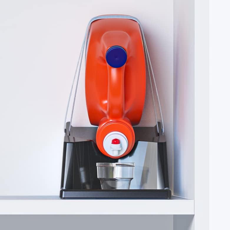 TidyFriend Liquid Laundry Detergent Holder Stand with Drip Tray & Rubber-Grip Feet, Stand for Laundry Room Organization and Storage, Fabric Softener Dispenser with Cup Holder for Easy Pouring (Black)