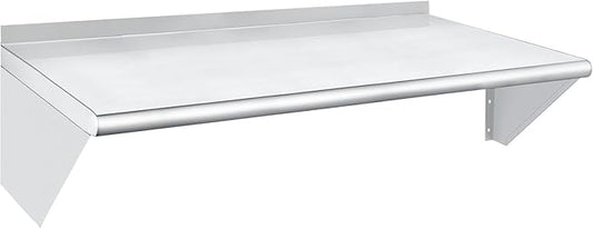 HARDURA Stainless Steel Shelf 18" x 48", 385lb Commercial Shelves Wall Mount Metal Shelving with Backsplash and Brackets for Kitchen, Restaurant, Laundry Room and Home