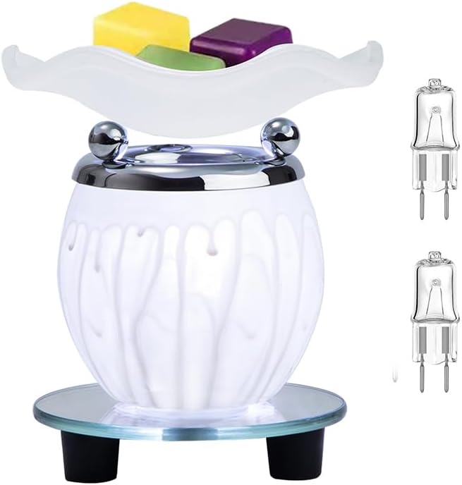 HUNANBANG Electric Oil Melt Warmer Electric Wax Melt Warmer Wax Melter Fragrance Oil Warmer Burner(White2)