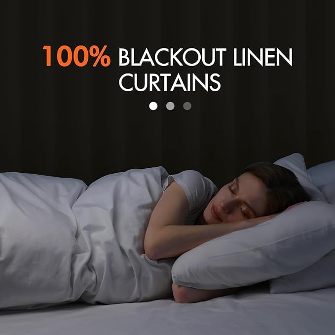 MIULEE 100% Blackout Curtains 108 Inch Long 2 Panels Set for Bedroom, Thick Faux Linen Black Out Curtain Room Darkening Back Tab Pleat Window Textured Drapes with Hooks for Living Room, Dutch Cocoa