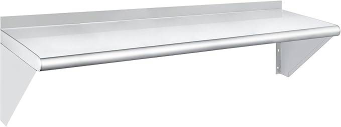 HARDURA Stainless Steel Shelf 12" x 60", 290lb Commercial Shelves Wall Mount Metal Shelving with Backsplash and Brackets for Kitchen, Restaurant, Laundry Room and Home