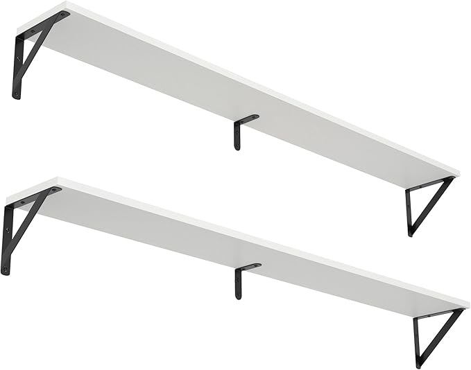 Heimlove 48 Inch Large Wall Bookshelves Set of 3, Wall Mounted Bookshelves,Heavy Duty Wooden Shelves for Living Room,Bedroom,Kitchen,Laundry Room Storage & Decor