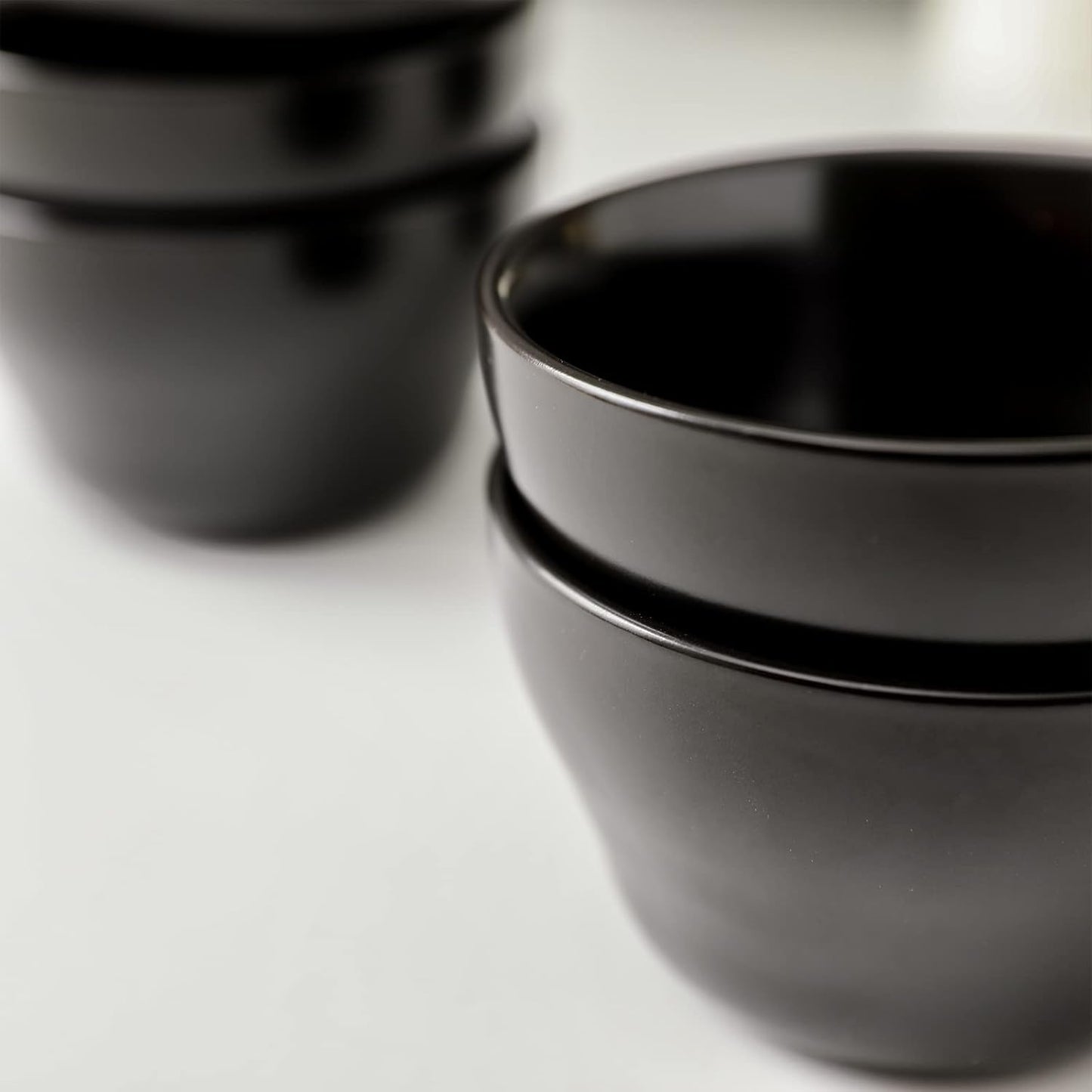 Selamica Ceramic Small Bowls Dessert Bowls 8oz Bouillon Cups for Dessert Soup Dipping Sauce Coffee Cupping Microwave and Dishwasher Safe - Set of 6(Black)