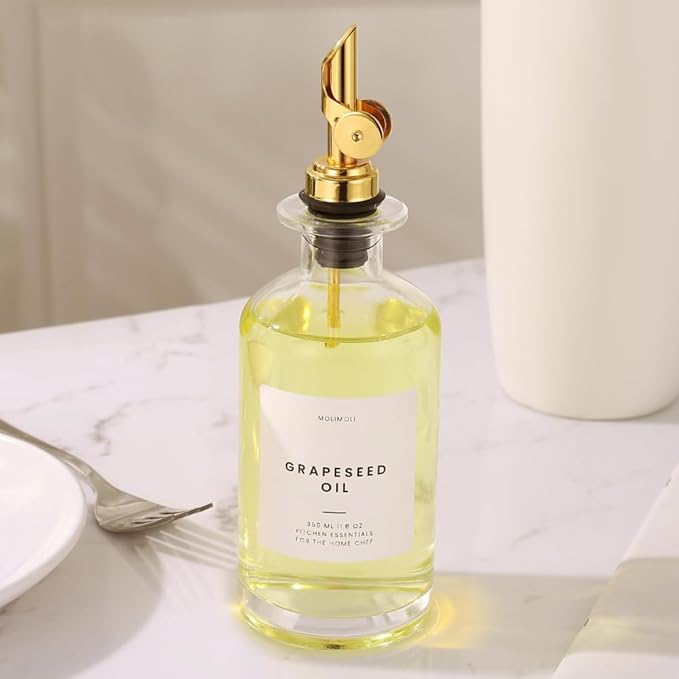 Molimoli Glass Oil Dispenser Bottle for Kitchen, Weighted Pourer, Olive Oil Cruet | 350ml, Set of 1