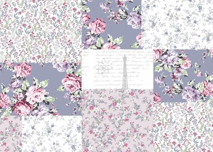 Brilliant Sunshine Roses Toile Quilt Set, 2-Piece Bedding Sets, Traditional Lively Patchwork Design, Washable and Reversible Bedspread, Soft Lightweight Coverlet, All-Season, Twin/Twin XL, Blue Pink