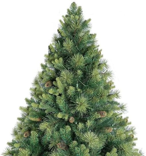 Naomi Home 4.5ft Christmas Tree with Lights, Realistic Traditional Prelit with Pine Cones, Foot Pedal 561 Branch Tips, 300 Warm Lights and Metal Stand, Aritificial Tree