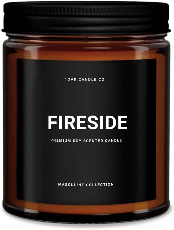 1OAK Scented Candles for Men - Fireside Candle - Campfire Candle Scent - Woodfire Candles (7oz.)