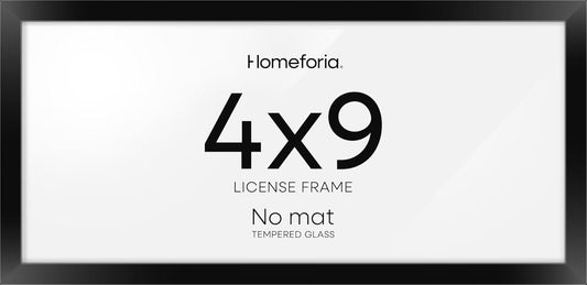 Homeforia 4x9 Business License Frame Black, High End Metal 4 x 9 Certificate Frames with Real Glass, 9x4 Document Frames for Wall or Tabletop, 4 by 9 Picture Frames, Tempered Glass, Wall Kit, Set of 1