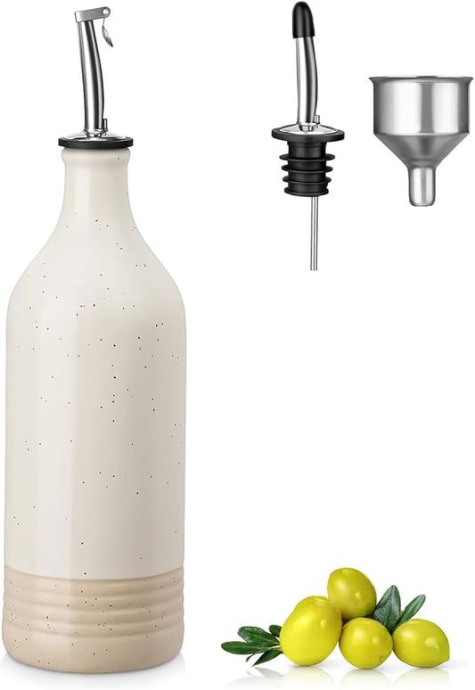 vancasso 20 Oz Ceramic Olive Oil Dispenser Bottle, Bottle Dispenser with Spout and Funnel for Kitchen,Suitable for Oil, Vinegar, Coffee Syrups & Other Liquids，Cream