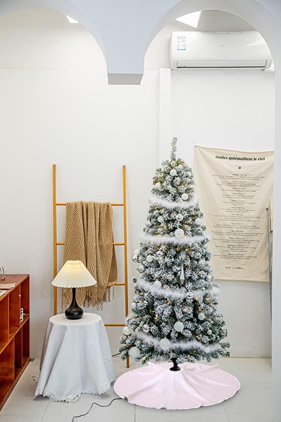 Mini Tree Skirt 24inch Iridescent White Christmas Tree Skirt Sequin Tree Skirt for Winter Holiday Party Christmas Decorations