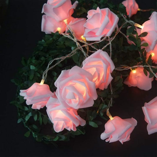 Everlasting Splashes LED Rose Flower Fairy String Lights Battery Operated Warm Flashing Light for Romantic Proposal Wedding Party Birthday Christmas Thanksgiving DIY Indoor Outdoor Decorations (Pink)