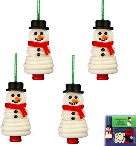 DIY Christmas Button Ornament Making Set - Snowman/Santa/Angel, Fun Holiday Craft Kit for All Ages, Ideal Xmas Tree Hanging Decor & Festive Gifts (Christmas Snowman 4)