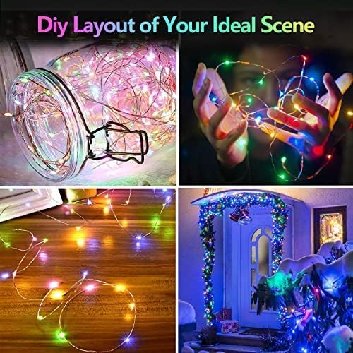 2 Pack 100LED Battery Operated Fairy Lights with Remote, 8 Modes LED String Lights with Timer, Dimmable, Memory Function, Waterproof Twinkle Lights for Outdoor Indoor Christmas Decor(Multicolor)
