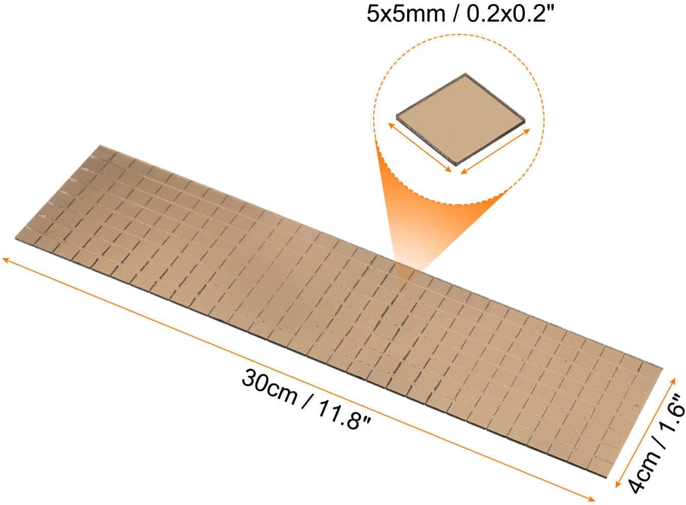 HARFINGTON 15 Sheet 7200 Pieces Self Adhesive Mirror Mosaic Tiles 5x5mm Small Square Mirror Tiles Sticker Disco Ball Stickers Mini Glass Tiles for DIY Craft Party Home Decoration, Brown