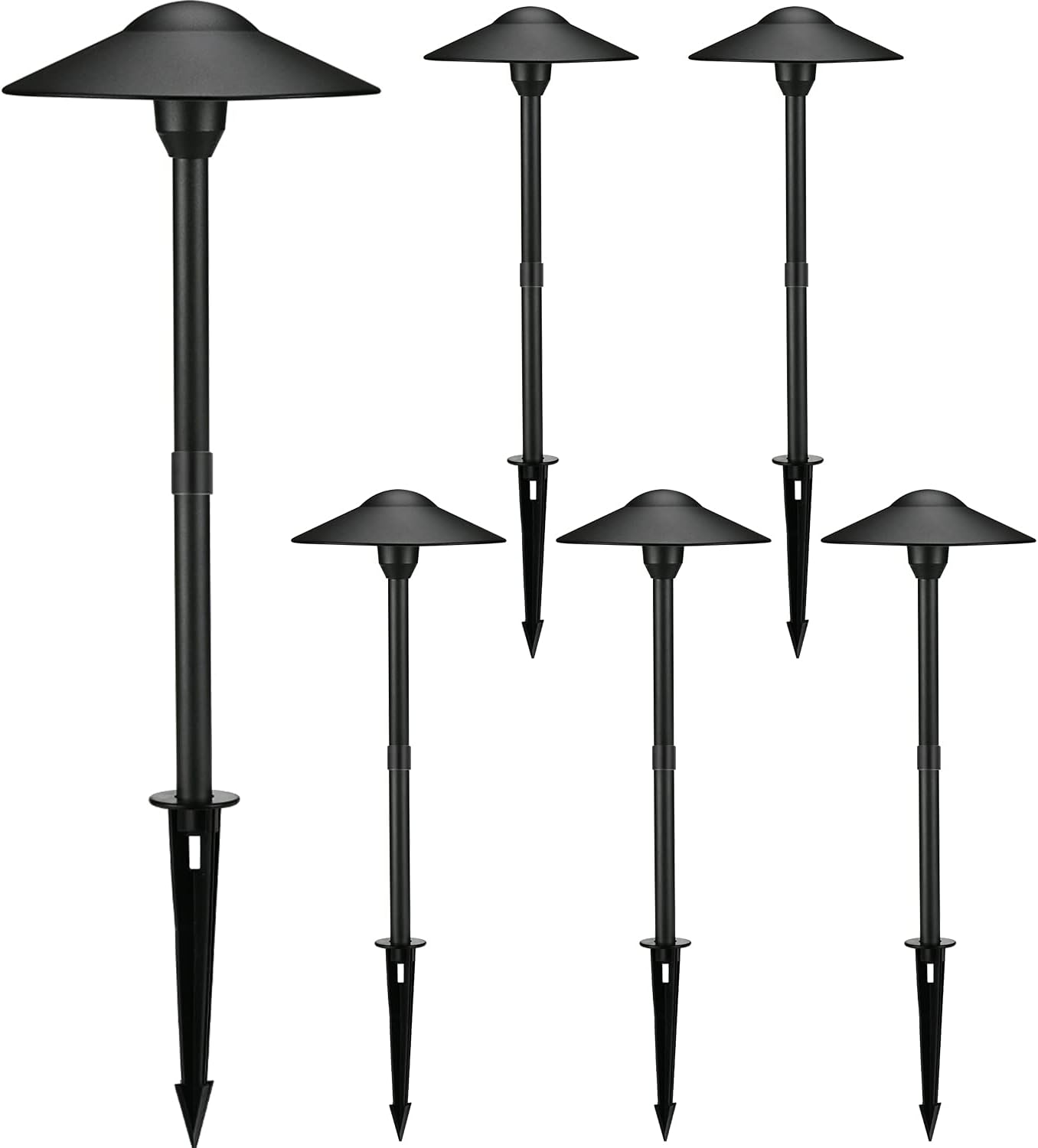3W LED Landscape Lights Landscape Lighting Low Voltage Outdoor Pathway Lighting Replaceable LED Bulb 3000K Aluminum housing with ABS Ground Stake for Yard Patio Driveway Black, Pack of 6