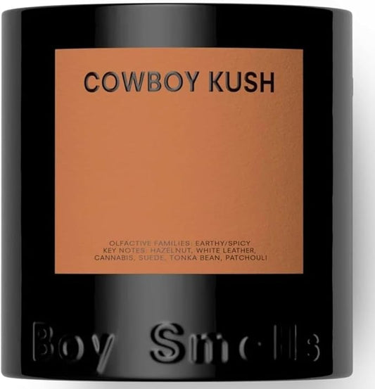 Boy Smells - Cowboy Kush Scented Candles for Men and Women - 8.5 oz - Soy, Coconut Wax Candle Blend - Aromatic Candles for Home with Suede, Saffron and Patchouli - 50-Hour Burn - Cotton Wick